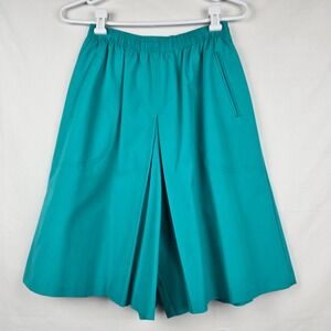 Vintage Koret Francisca Teal Green Culottes High Waist Pleated Split Skirt Sz 12